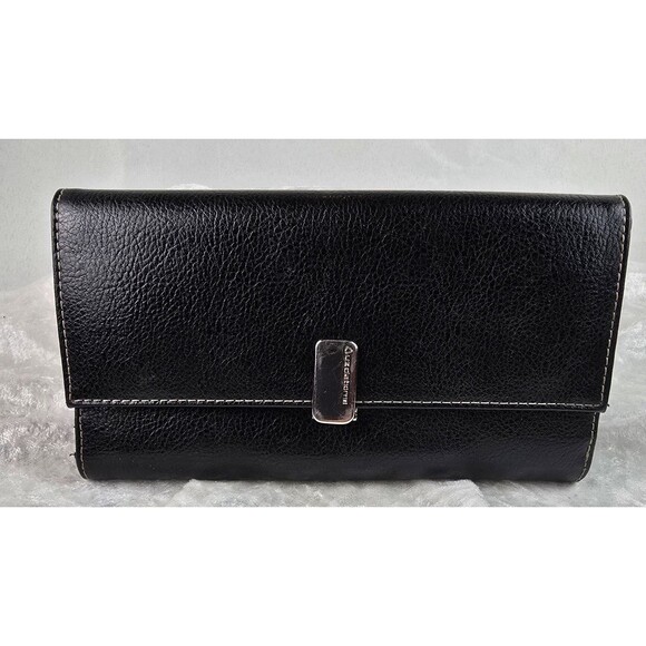 Liz Claiborne Black Leather Tri- Fold Check Book Style Wallet - Picture 1 of 8
